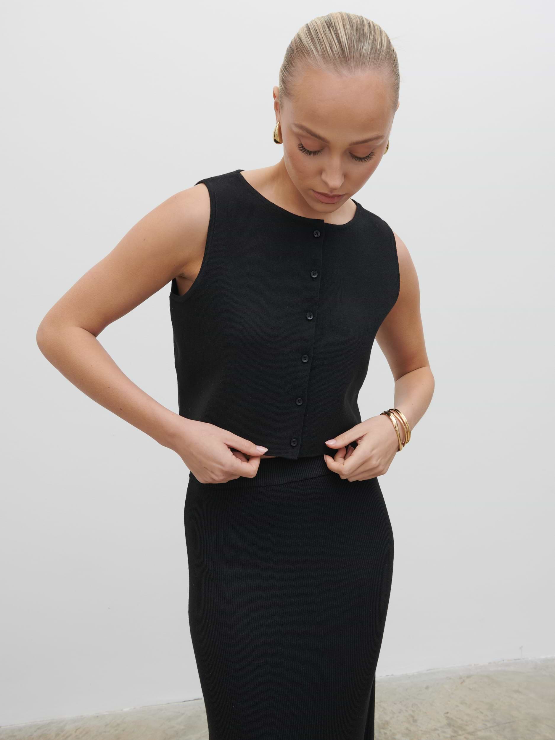 Reese Knit Waistcoat - Black