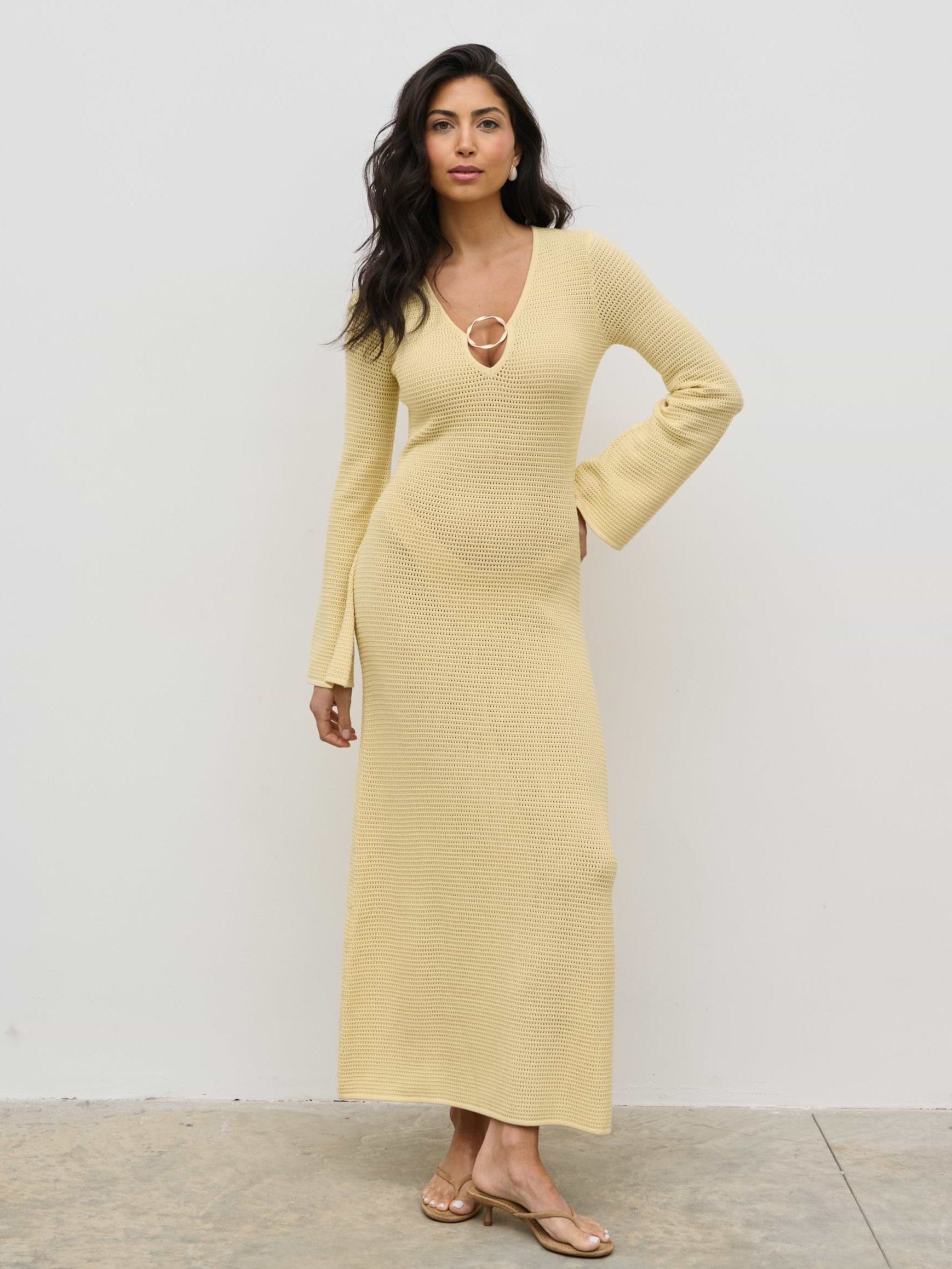 Riviera Hardware Knit Midaxi Dress - Lemon