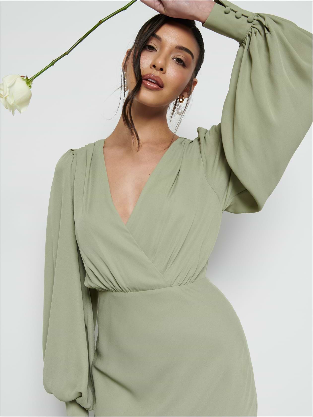 Sienna Chiffon Bridesmaid Dress - Olive