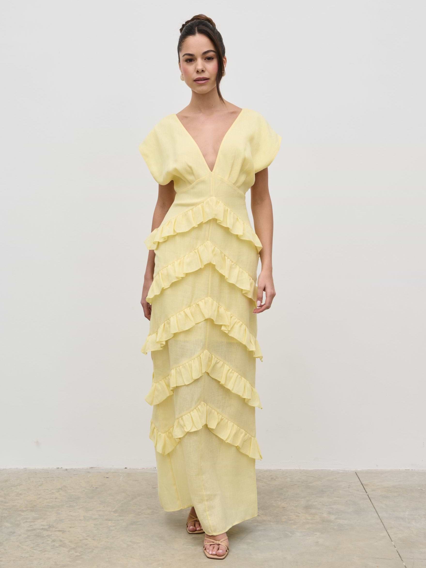 Tamsin Ruffle Dress - Lemon