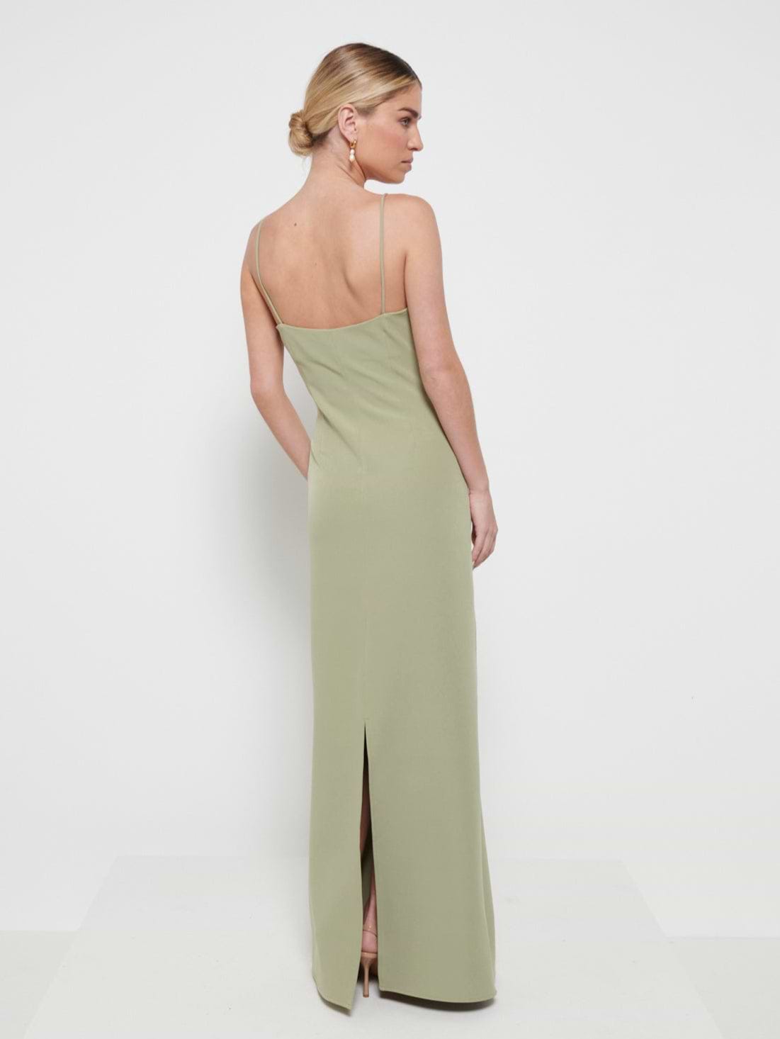 Tillie V-Neck Maxi Bridesmaid Dress - Olive