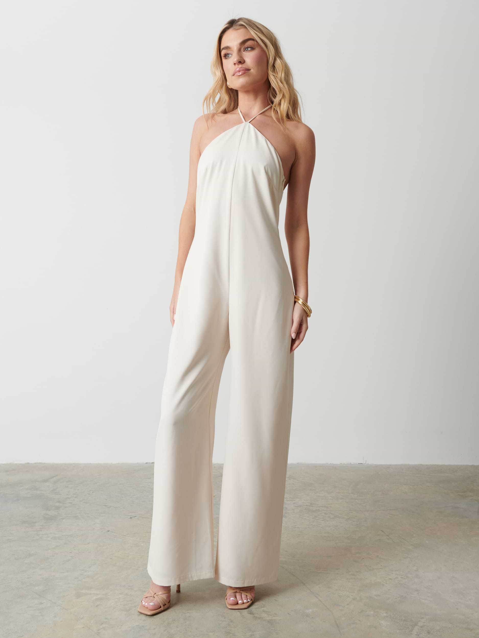 Xena Halterneck Jumpsuit - Oyster